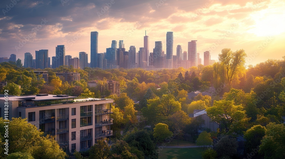 Fototapeta premium Urban Skyline at Sunset, Toronto