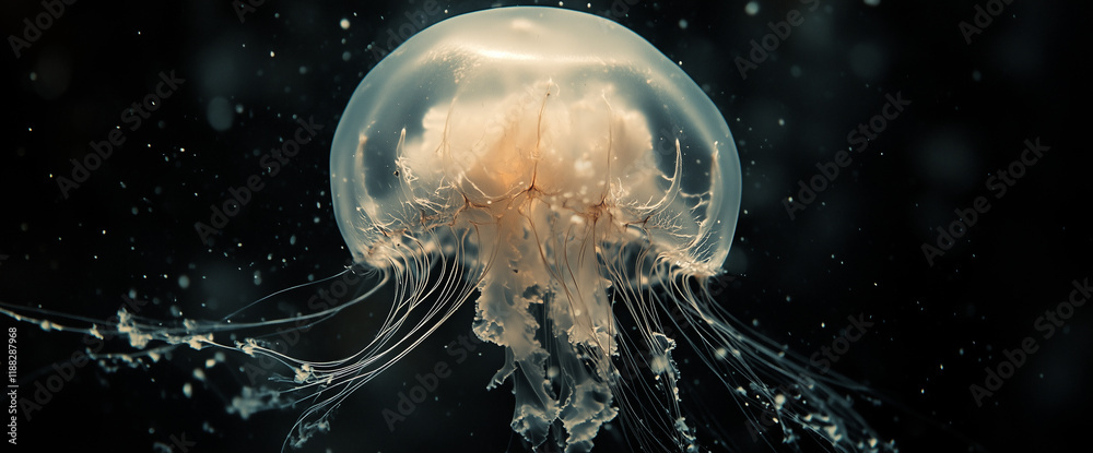Naklejka premium Jellyfish on a black background