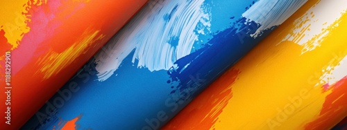 Obraz na płótnie Abstract Colorful Paint Strokes Vibrant Blue Orange Yellow Texture Background w salonie