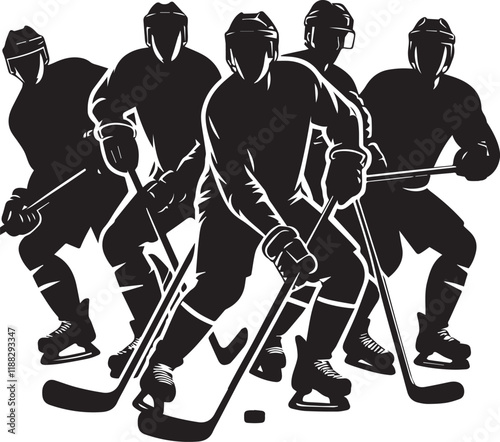 Group of hockey players vector illustration