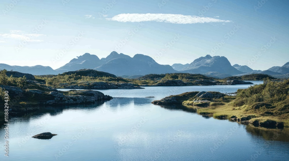 Serene Mountain Lake Reflections in Norway Serene Mountain Lake Reflections in Norway
