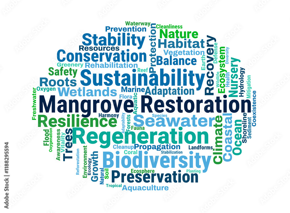 Fototapeta premium Mangrove Restoration Word Cloud