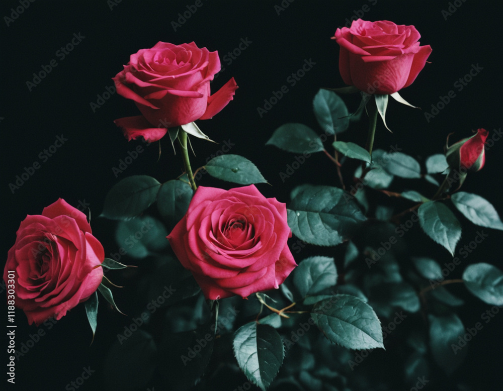 Fototapeta premium red roses with dark background 