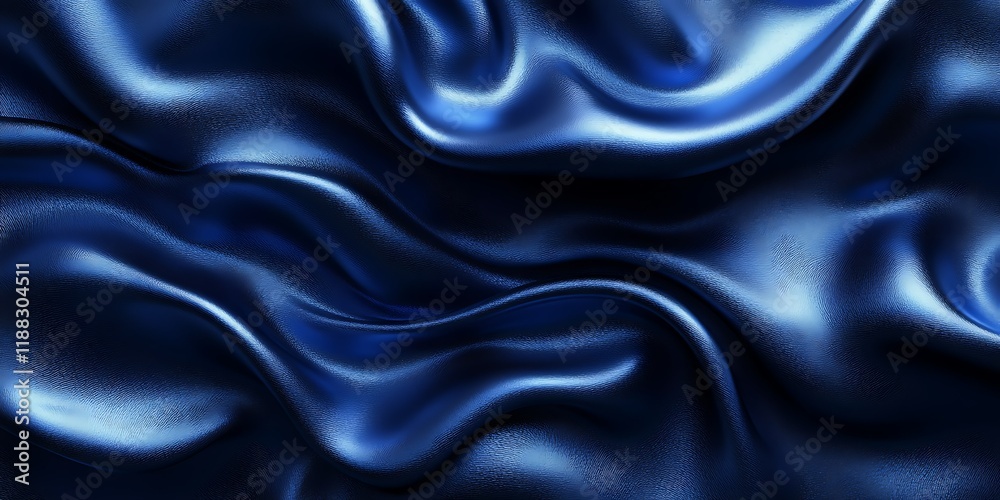 Fototapeta premium Blue silk fabric waves, abstract background. Design texture