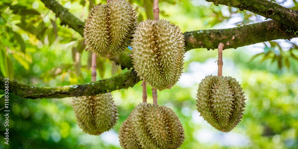 Durian fruit is ready to harvest at noon Durian fruit is ready to harvest at noon