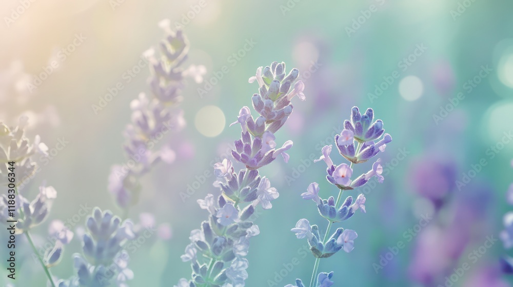 Fototapeta premium Soft Mint Green and Pale Lavender Gradient