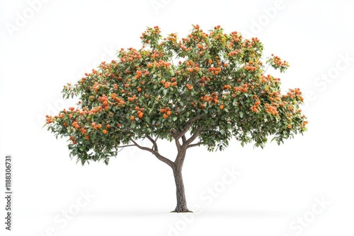 isolated rowan tree on a white background
