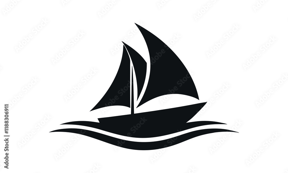 sailboat silhouette vector design for logo icon