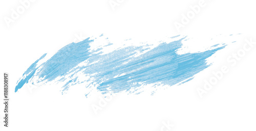 Hand drawn light blue brush stroke isolated on transparent background.