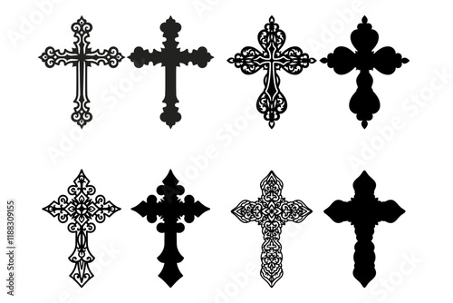 Christian Cross SVG Bundle, Cross Vector Template, Easter Decoration, Cross Laser Model, Filigree Christian Cross SVG cut Files