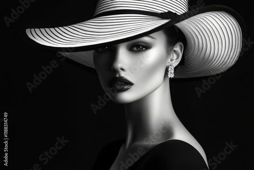 Wallpaper Mural Stylish black and white fashion portrait of elegant woman. Torontodigital.ca