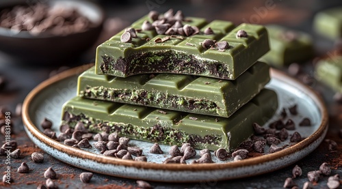 A close-up of a rich, dark chocolate bar studded with roasted nuts, perfect for an afternoon coffee or a decadent dessert