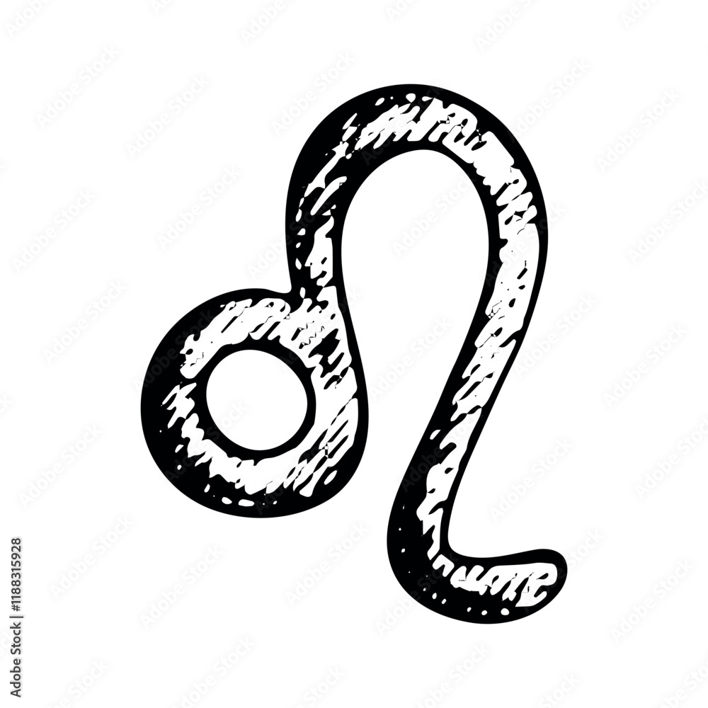 Fototapeta premium Hand drawn leo zodiac sign Esoteric symbol doodle Astrology clipart Element for design