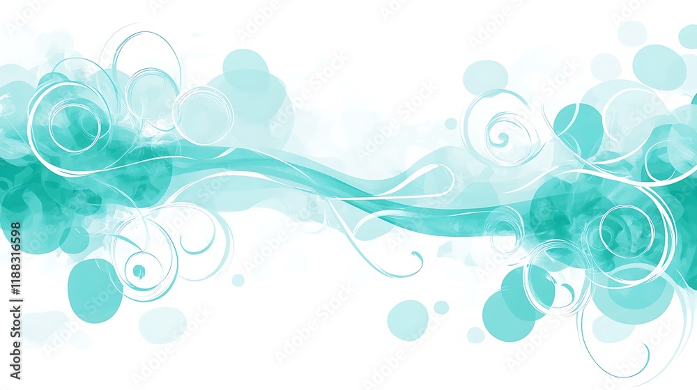 Abstract Teal Swirls and Circles Design Abstract Teal Swirls and Circles Design