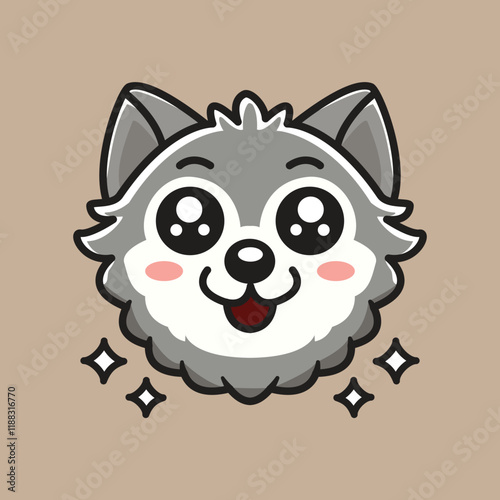Cartoon Cute Werewolf Face Vector - Illustration with Round Head and Playful Expression