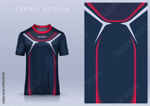 Fabric textile design for Sport t-shirt, Soccer jersey mockup for football club. uniform front view.	 photo