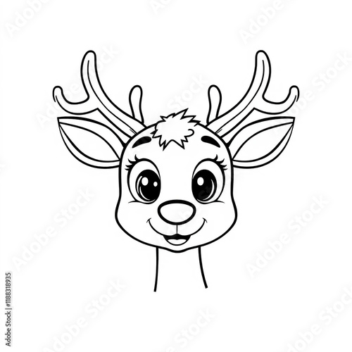 Wallpaper Mural Cute Cartoon Deer Head with Large Eyes and Simple Antlers Kids Coloring Page Art Torontodigital.ca