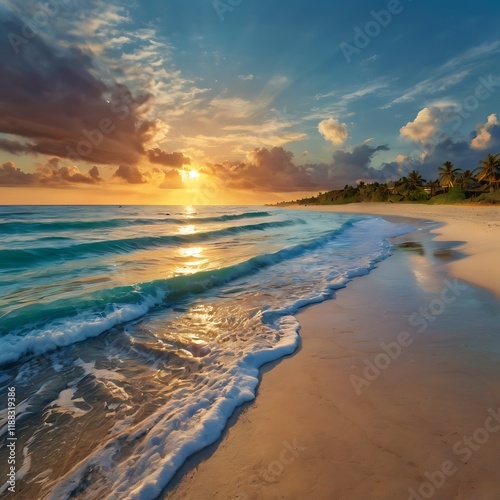 Wallpaper Mural "Golden Serenity: Captivating Beach Landscapes at Sunset" Torontodigital.ca