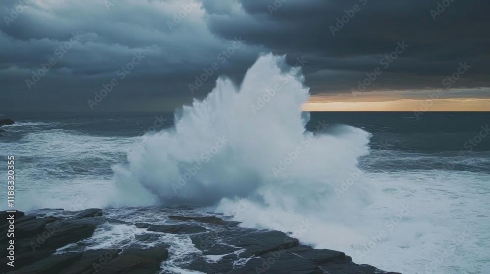 Stormy Sea Fury, a captivating scene of dark clouds and crashing waves, evokes the raw power of nature's turbulent ocean under a grey sky. Stormy Sea Fury, a captivating scene of dark clouds and crashing waves, evokes the raw power of nature's turbulent ocean under a grey sky.