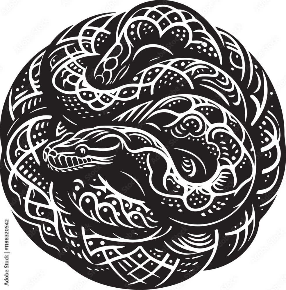 Python Silhouette line art vector illustration on white background Python Silhouette line art vector illustration on white background