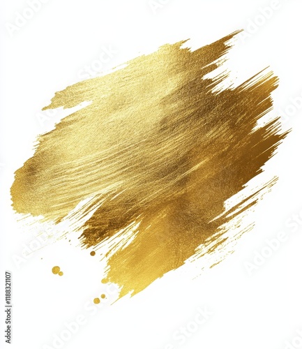 Abstract gold paint splash, texture, brush stroke.