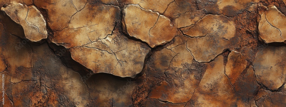 Fototapeta premium Rugged Rock Surface, intricate details of rough textures, deep cracks, and weathered marks showcasing nature's enduring artistry
