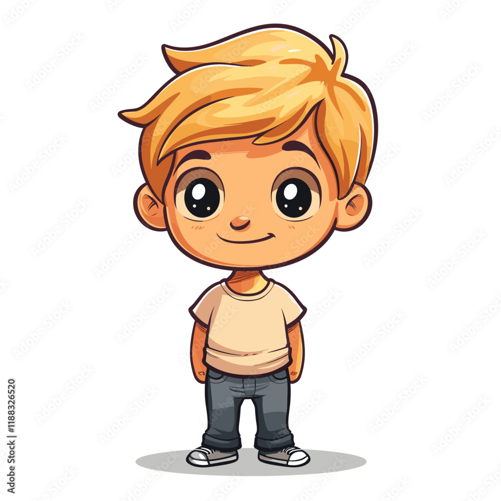 Cute little boy with blond hair. Vector illustration isolated on white background Cute little boy with blond hair. Vector illustration isolated on white background