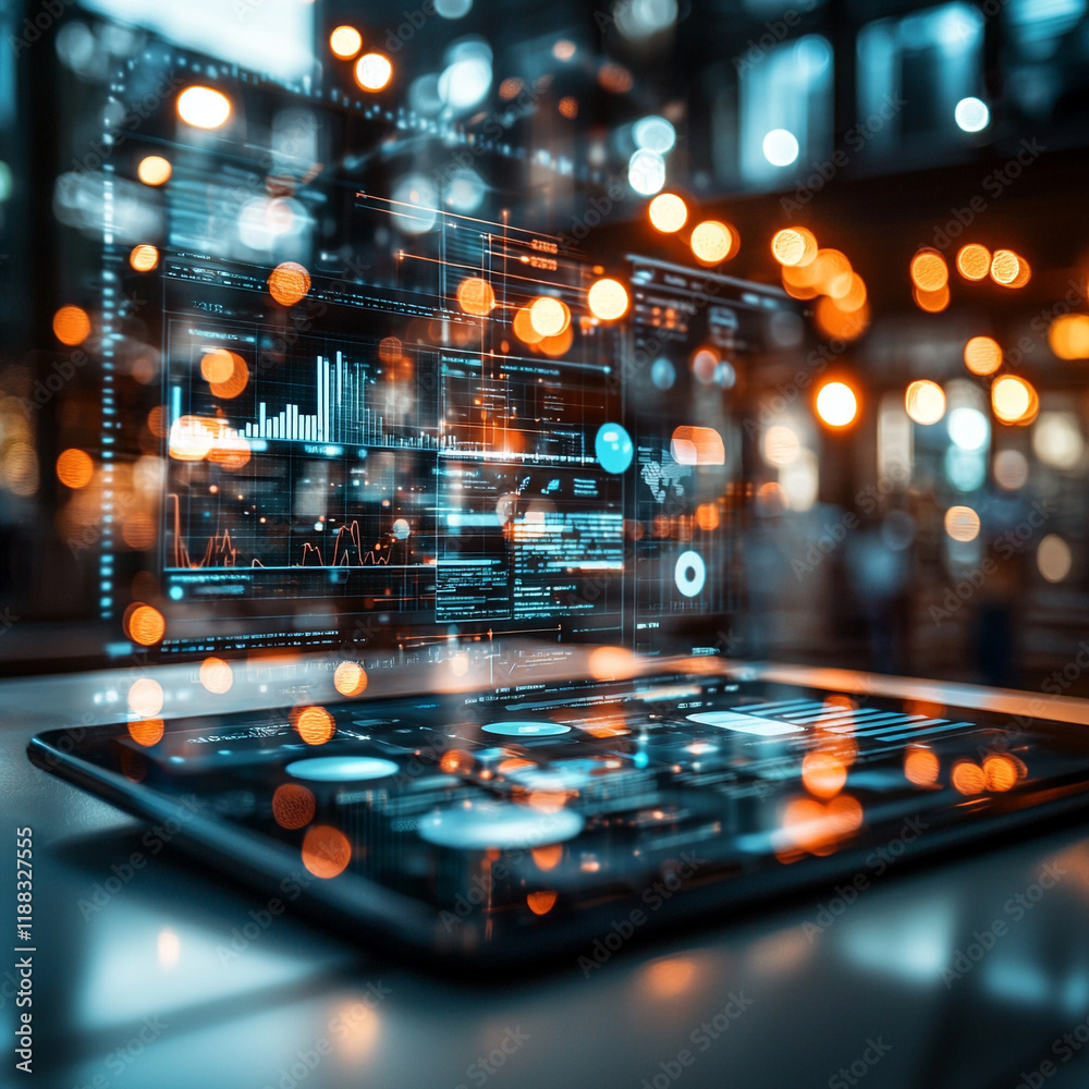 Fototapeta premium Ai-generated digital marketing dashboard analysis business insights interactive environment futuristic viewpoint