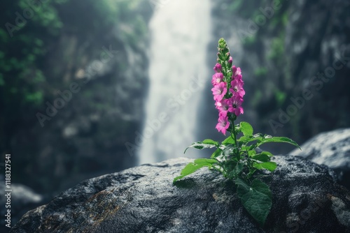 Close up pink snapdragon at Mundang waterfall  Phuhinrongkra national park. photo