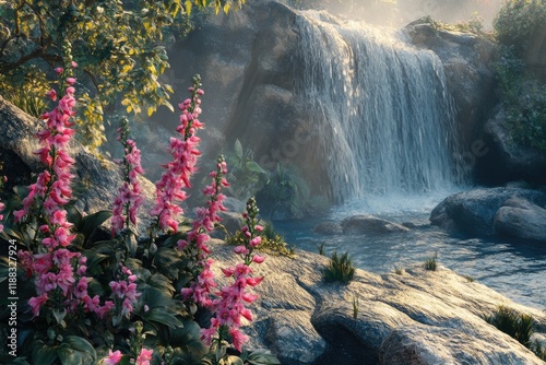 Pink snapdragon at Mundang waterfall in Phuhinrongkra National Park. photo