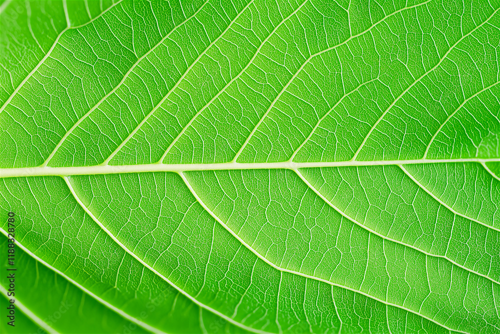 Macro view of a vibrant green leaf with visible veins, showcasing natural patterns and the beauty of organic structure. Macro view of a vibrant green leaf with visible veins, showcasing natural patterns and the beauty of organic structure.