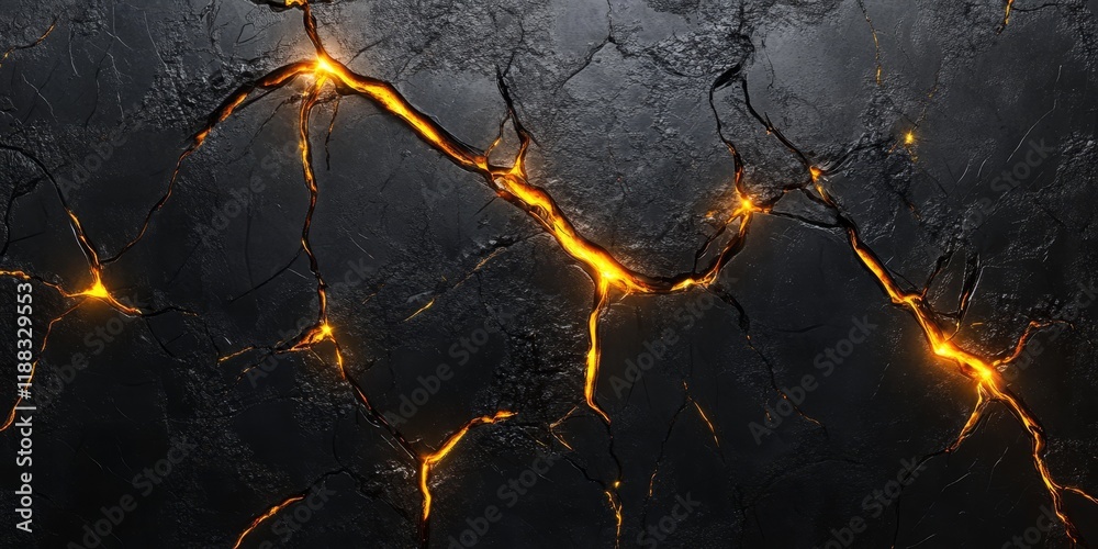 Glowing lava cracks in dark stone texture. (1)