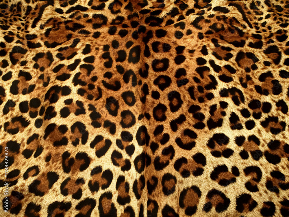 Realistic Leopard Fur Texture Displays Dark Brown Spots on Golden Background, Close-up View. Realistic Leopard Fur Texture Displays Dark Brown Spots on Golden Background, Close-up View.