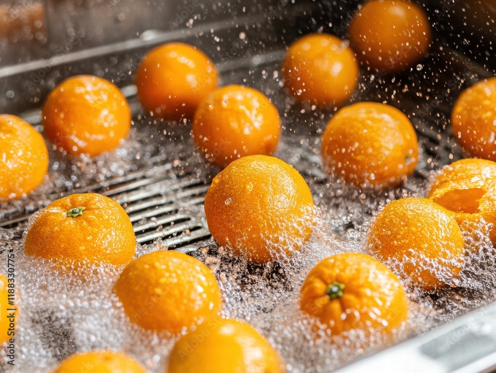 Refreshing Wash of Ripe Tangerines Kitchen Counter Food Photography Indoor Close-up Splashing Water Refreshing Wash of Ripe Tangerines Kitchen Counter Food Photography Indoor Close-up Splashing Water
