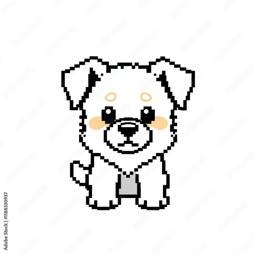 Adorable Pixel Art Dog Illustration Featuring Cute Features