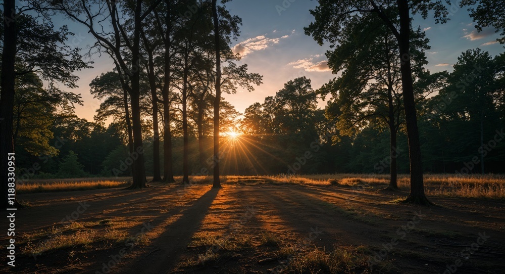 Fototapeta premium Evening Shadows in a Forest Clearing