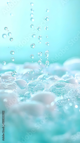 Wallpaper Mural Water Droplets Splashing into Turquoise Soapy Foam Gently and Peacefully Torontodigital.ca