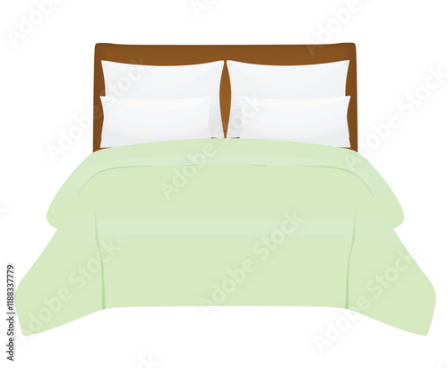 Brown  double bed. vector illustration
