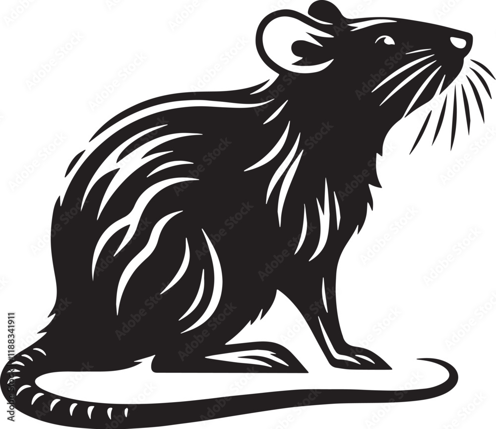Rat Silhouette line art vector illustration on white background Rat Silhouette line art vector illustration on white background