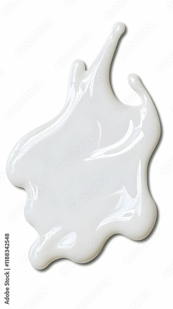 White Cream or Paint Splash Spreads Smoothly and Elegantly Across a Clean White Surface White Cream or Paint Splash Spreads Smoothly and Elegantly Across a Clean White Surface