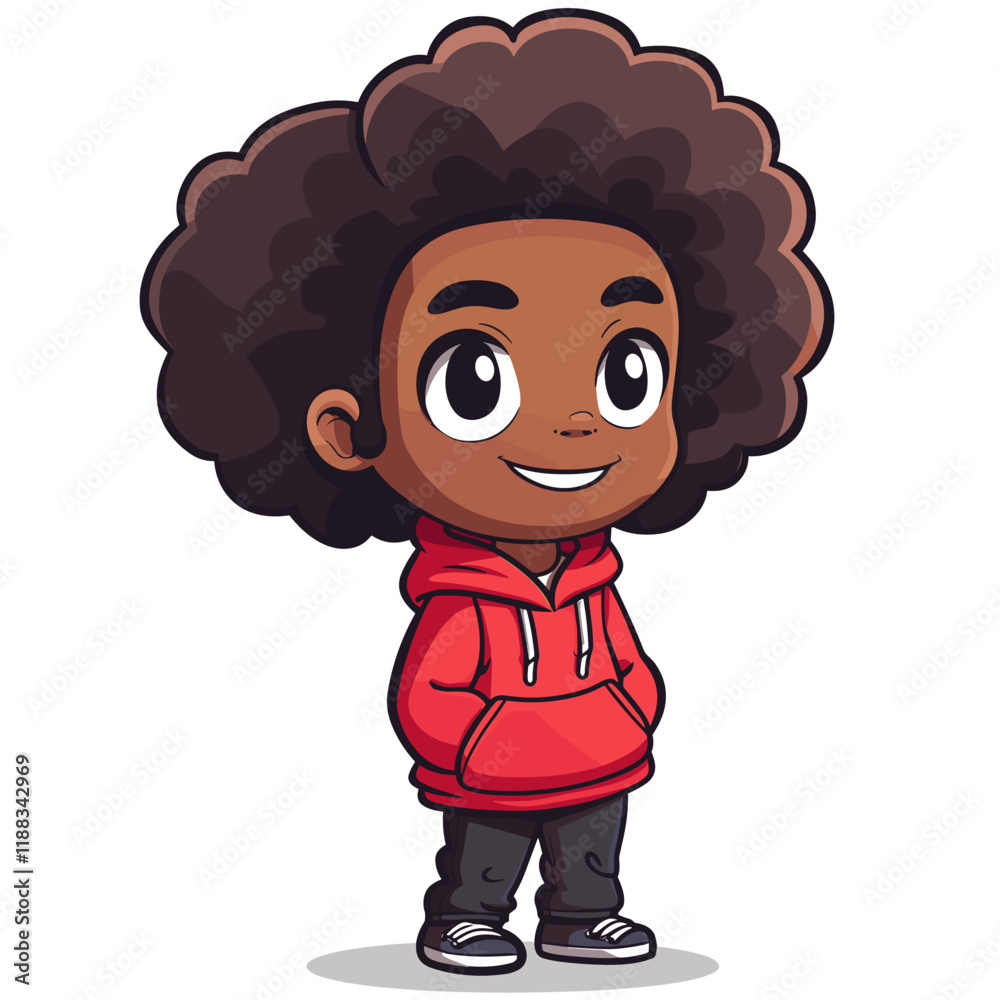 Cute African American little girl cartoon character vector illustration Cute African American little girl cartoon character vector illustration