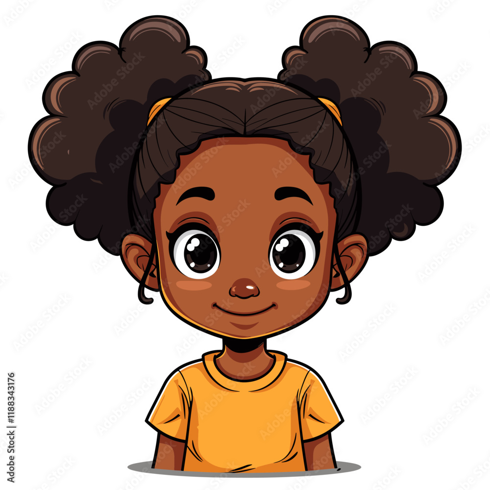 Cute African American girl with big eyes. Vector illustration Cute African American girl with big eyes. Vector illustration