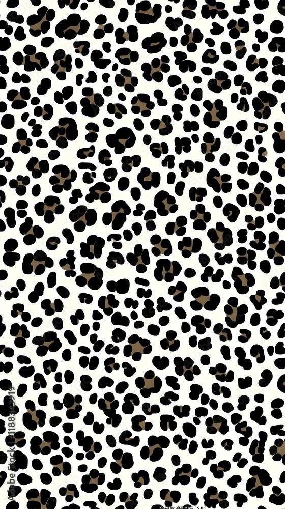 Leopard Print Pattern Displays Black Spots on White Background Seamlessly and Repeatedly