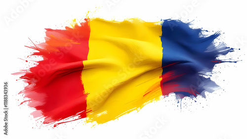 Fotografie Romanian flag isolated on white background