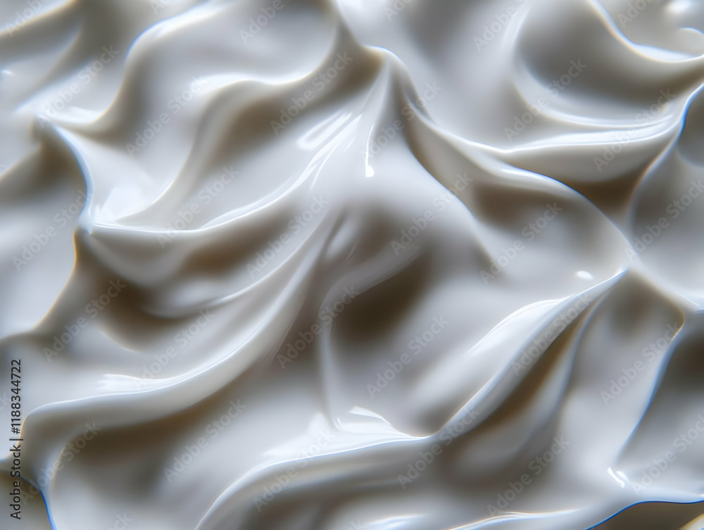 Obraz premium White Cream Texture Forms Smooth, Flowing Waves Across Frame, Creating an Elegant Background.