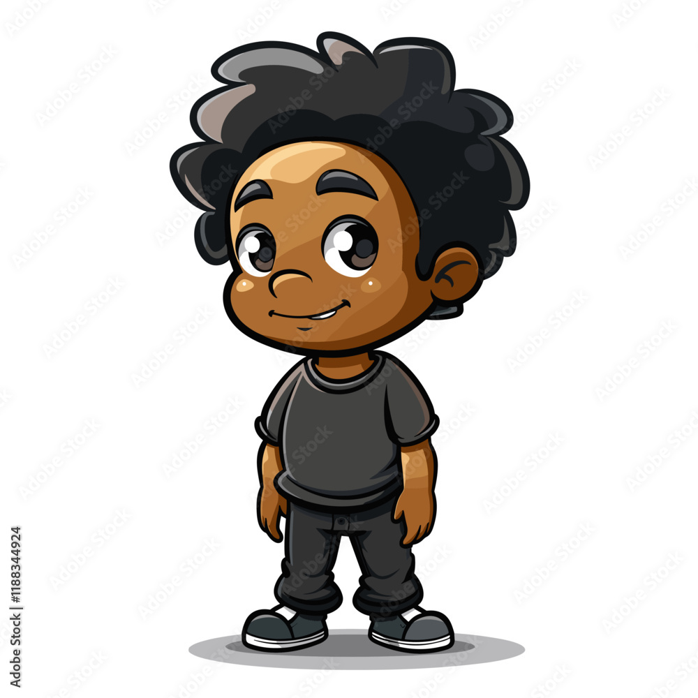 cute little black boy character vector illustration design on a white background. cute little black boy character vector illustration design on a white background.