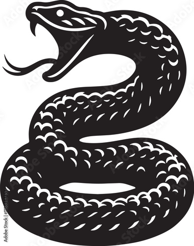 Rattlesnake Silhouette line art vector illustration on white background