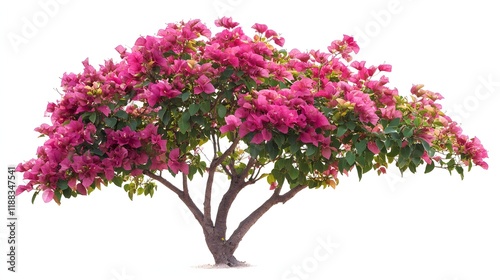 Pink Bougainvillea Tree Isolated On White Background photo
