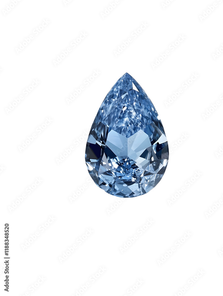 A blue diamond gem showcased on a white background emphasizing its vivid color on the transparent background A blue diamond gem showcased on a white background emphasizing its vivid color on the transparent background