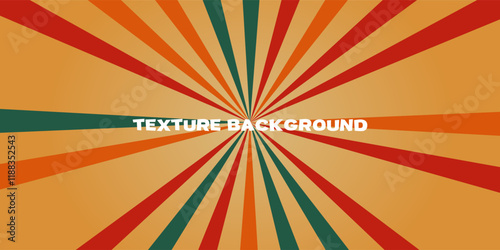 background with a radiating sunbeam pattern. The pattern consists of red, orange, and green lines spreading from the center to the edges of the image. The combination of bright colors and dynamic patt